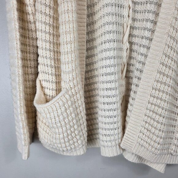 Charming Charlie Ivory Crochet Rope Back Detail Cardigan Sweater - Picture 3 of 6